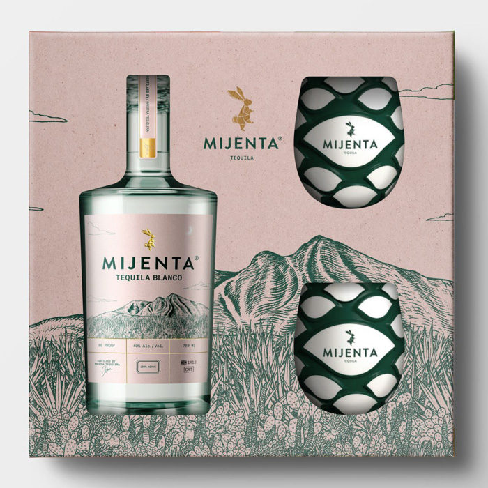 Mijenta Blanco - Box with glasses - 700ml - Подаръчни кутии, Текила