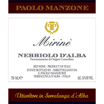 Nebbiolo d’Alba “Mirine” DOC -750ml от Paolo Manzone - Бароло и Барбареско