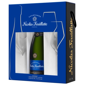 Подаръчна кутия Шампанско Nicolas Feuillatte Réserve Exclusive Brut с 2бр. чаши от Nicolas Feuillatte - Вино за подарък, Шампанско